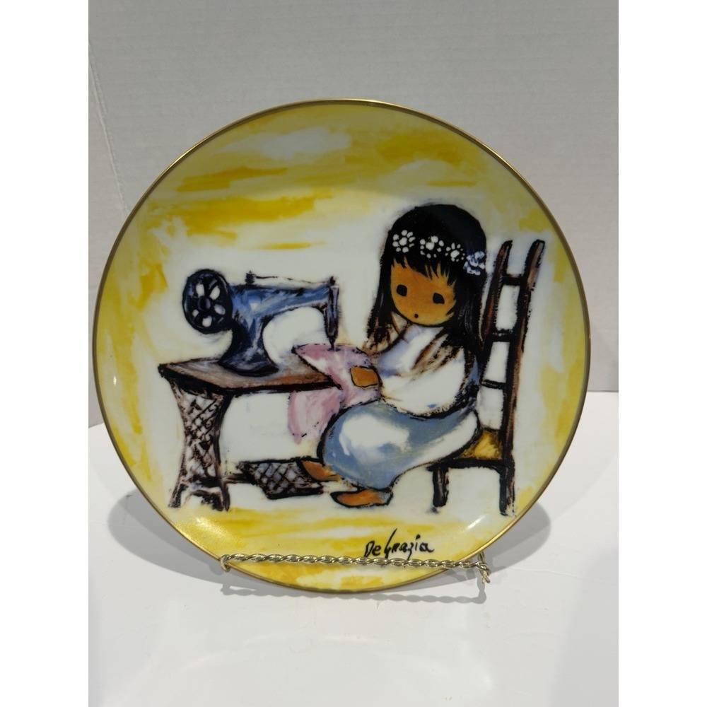 Ted DeGrazia's Girl w/ Sewing Machine Children At Play Series. Collector Plate.